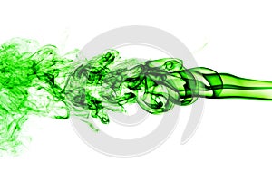 Abstract green smoke on white background, smoke background,green ink background,green, beautiful color smoke