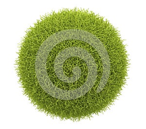Abstract green sphere of grass 3D. Isolate
