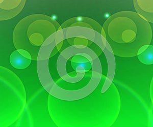 .Abstract green spheres suspended in a star field