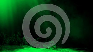 Abstract green spotlight with mistery smoke texture