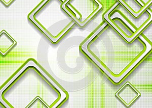 Abstract green squares tech grunge background