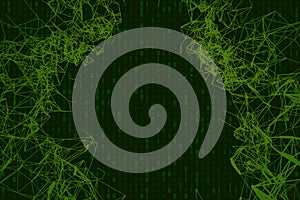 Abstract green technology background. Binary computer code. Abstract illustration.