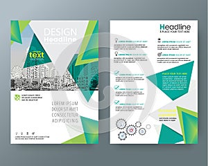 Abstract green triangle Brochure annual report cover Flyer Poster design Layout vector template in A4 size