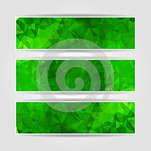 Abstract Green Triangular banners set