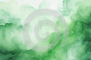 Abstract green watercolor background. Ink in water. Digital art painting. Abstract green watercolor background, AI Generated