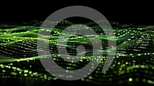 Abstract Green Wave: Digital Particle Flow, Data Stream Technology