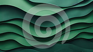 Abstract Green Waves on a Black Background Design