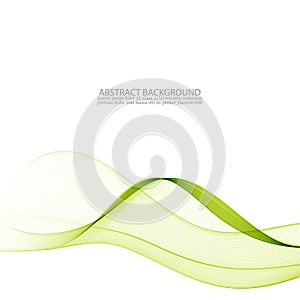 Abstract green wavy . Colorful vector background. smoke Transparent green wave