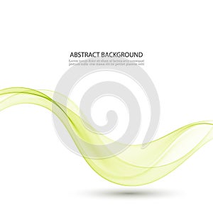 Abstract green wavy lines. Colorful vector background. smoke Transparent green wave