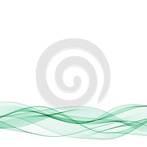 Abstract green wavy lines. Colorful vector background. smoke Transparent green wave