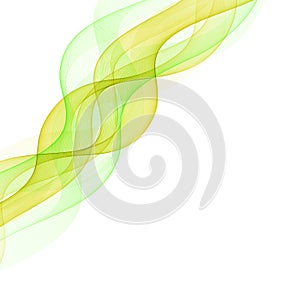 Abstract green wavy lines. Colorful vector background. smoke Transparent green wave