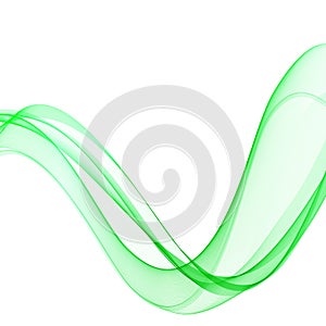 Abstract green wavy lines. Colorful vector background. smoke Transparent green wave. eps 10