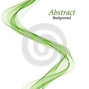 Abstract green wavy lines. Colorful vector background. smoke transparent green wave. presentation template