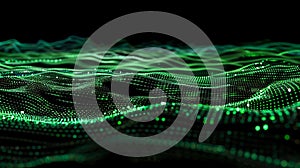 Abstract Green Wavy Particle Surface - Data Visualization Background