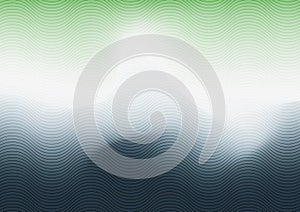 Abstract green, white and blue gradient blurred background with wave line texture