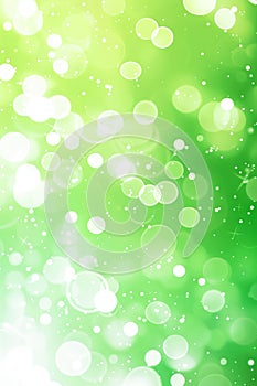 Abstract Green and White Light Rays With Particles on a Luminous Background