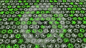 Abstract green and white wavy surface of moving circles, seamless loop. Animation. Rows of blinking round shaped