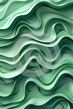 Abstract green and white wavy texture with smooth lines.