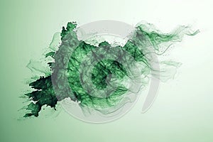 Abstract green wireframe design, broken white background, geopolitical concept, copy space photo