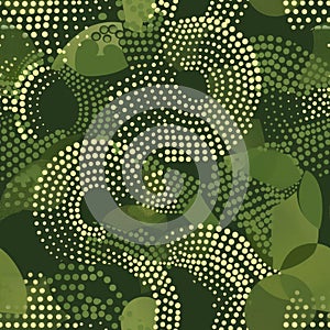 Abstract Green and Yellow Halftone Pattern Background