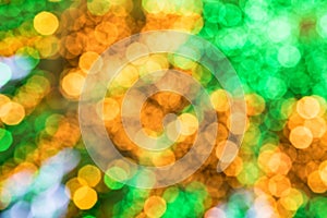 Abstract green and yellow holiday blurs background