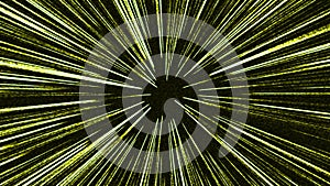 Abstract green yellow light comic anime manga speed lines moving on black background.