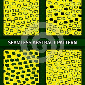 Abstract green and yellow seamless patterns set