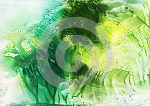 Abstract green and yellow watercolor background