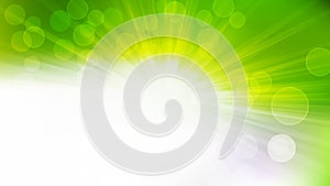 Abstract Green Yellow and White Light Rays Lights Bokeh Background
