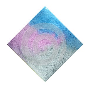 Abstract grey, blue and purple square watercolor hand painting banner.
