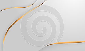 Abstract grey and gold background poster with dynamic waves.