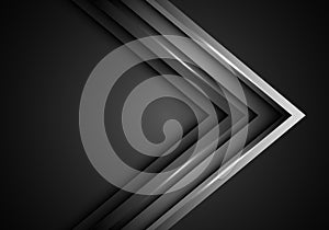 Abstract grey metal arrow direction on dark blank space design modern luxury futuristic background vector