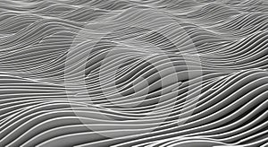 Abstract grey scale image of undulating parallel lines creating a wave pattern