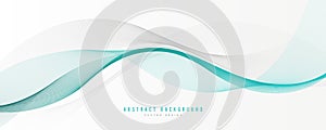 Abstract grey and teal flowing wave lines on white background. Smooth dynamic wavy lines. Modern banner template design. Suit for