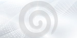 Abstract grey white background poster with dynamic waves. technology network