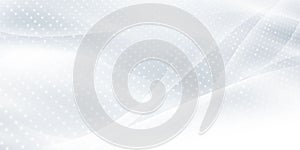 Abstract grey white background poster with dynamic waves. technology network