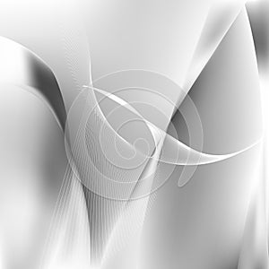 Abstract Grey and White Flow Curves Background Vector Image