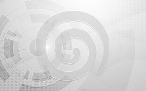 Abstract grey and white gear and tech geometric design background.