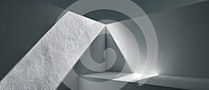 Abstract Grey and White Room with Light and Shadow