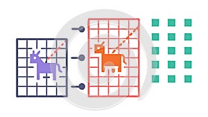 Abstract grid data points, digital mapping visualization, vector design Generative AI