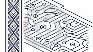 Abstract Grid Pattern with Overlapping Lines and Shapes, vector design Generative AI