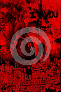 Abstract Grunge Art Representation of Broken Heart