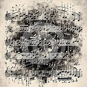 Abstract Grunge with ASCII Musical Notes Distressed textures of photo