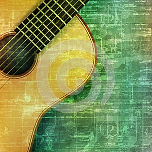 Abstract grunge background with acoustic guitar