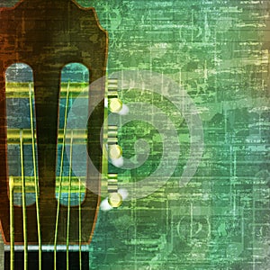 Abstract grunge background with acoustic guitar