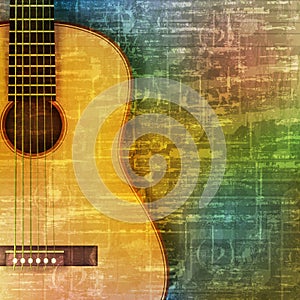 Abstract grunge background with acoustic guitar