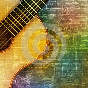 Abstract grunge background with acoustic guitar