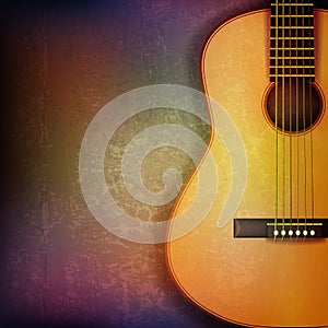 Abstract grunge background with acoustic guitar