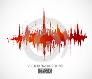 Abstract grunge background with amplitude modulation. Spectrum analyzer, music equalizer, sound wave. Vector