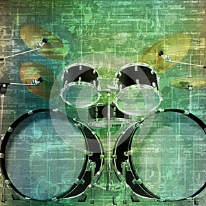 Abstract grunge background with drum kit